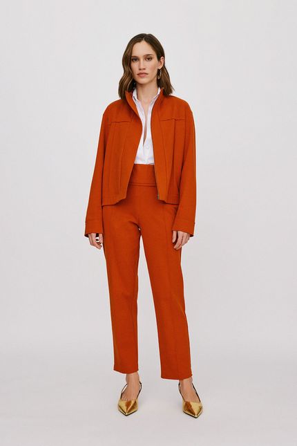 Casaco alfaiataria malha twill laranja telha
