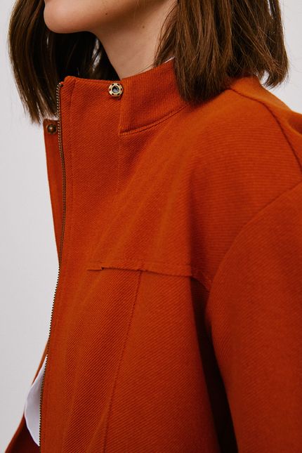 Casaco alfaiataria malha twill laranja telha
