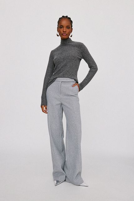 Blusa gola rib linen cinza irara