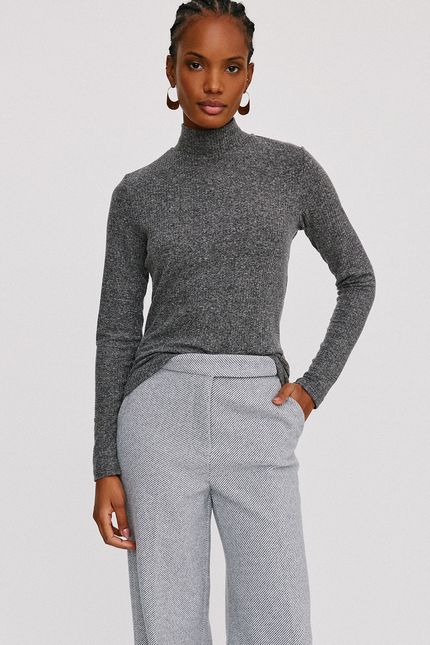 Blusa gola rib linen cinza irara