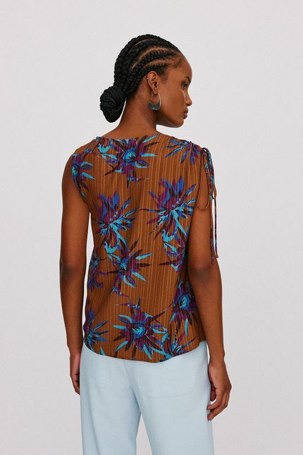Blusa amarração floral cactus caramelo caramelo