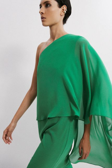 VESTIDO FESTA MAXI JABOT verde amazonia