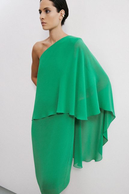 VESTIDO FESTA MAXI JABOT verde amazonia