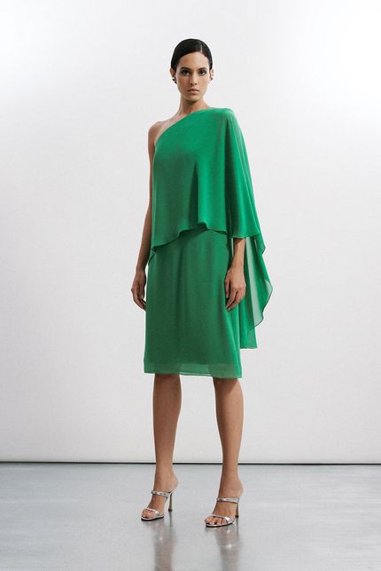 VESTIDO FESTA MAXI JABOT verde amazonia