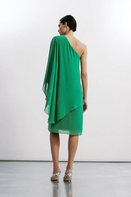 Vestido festa maxi jabot verde amazonia