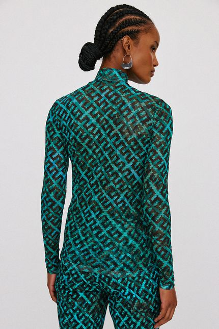Blusa tule cestaria azul agua