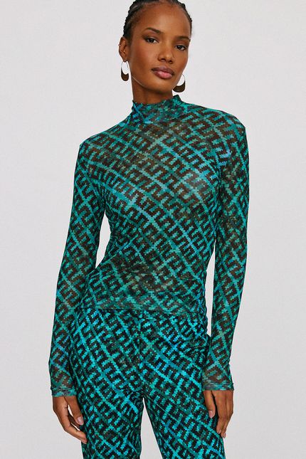 Blusa tule cestaria azul agua