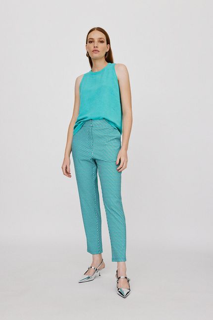 Blusa linho regata debrum azul agua