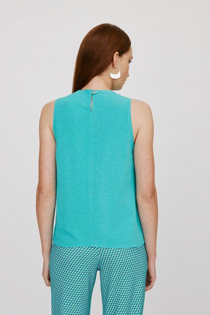 Blusa linho regata debrum azul agua