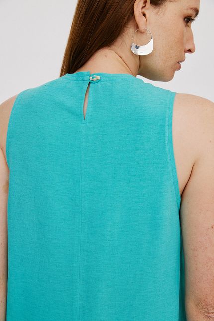 Blusa linho regata debrum azul agua