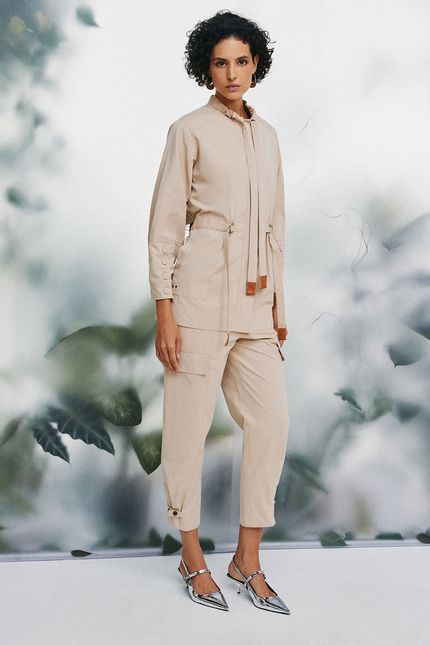 Trench coat cotton paper bege sisal