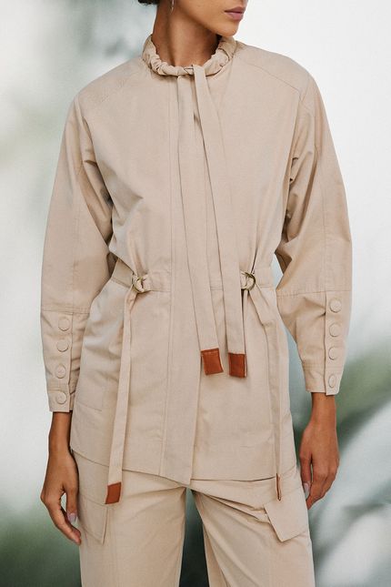 Trench coat cotton paper bege sisal