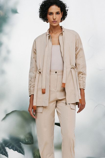 Trench coat cotton paper bege sisal