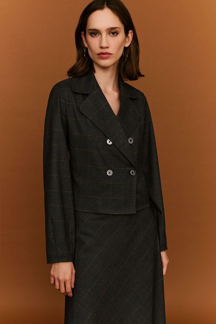 Blazer alfaiataria grid cinza irara