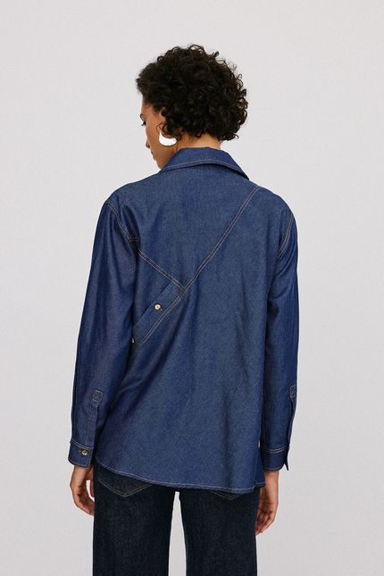 Camisa assimétrica jeans jeans