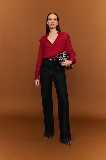 Blusa ggt viscose à fio vinho urucum
