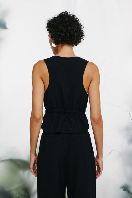Colete cupro cropped preto