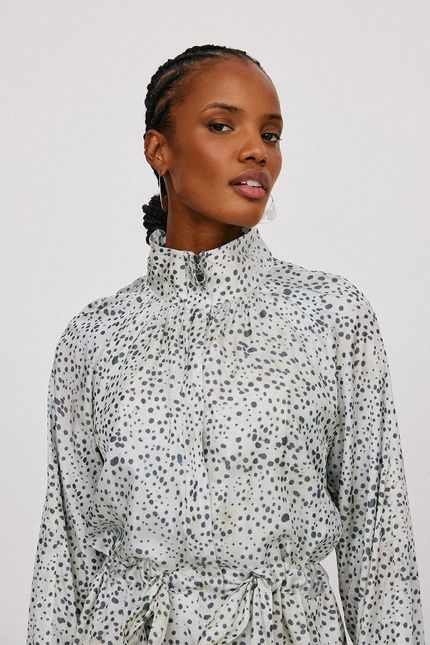 Casaco trench animal print  bege palha