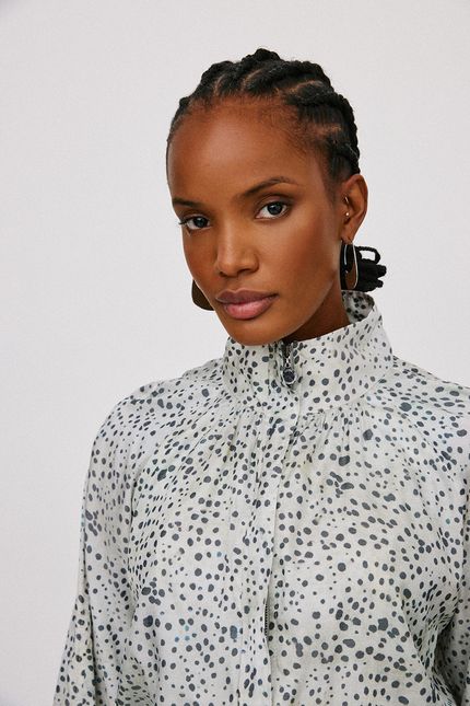 Casaco trench animal print  bege palha