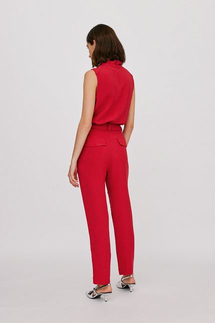 Calça linho alfaiataria vinho urucum