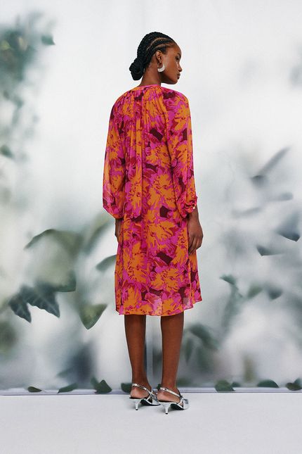 Vestido curto hibisco vinho urucum