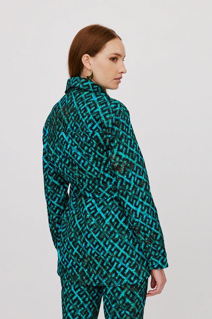 Casaco parka sarja cestaria azul agua