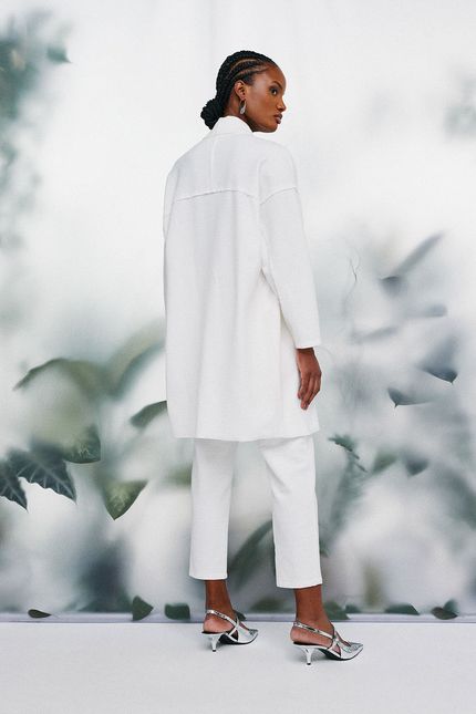 Casaco maxi textura off white