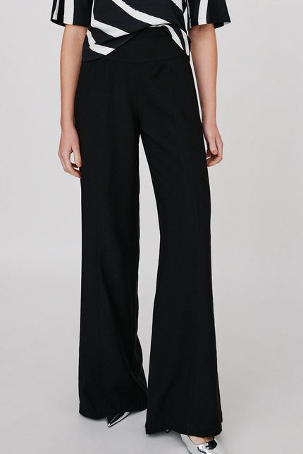 Calça cupro cós duplo preto