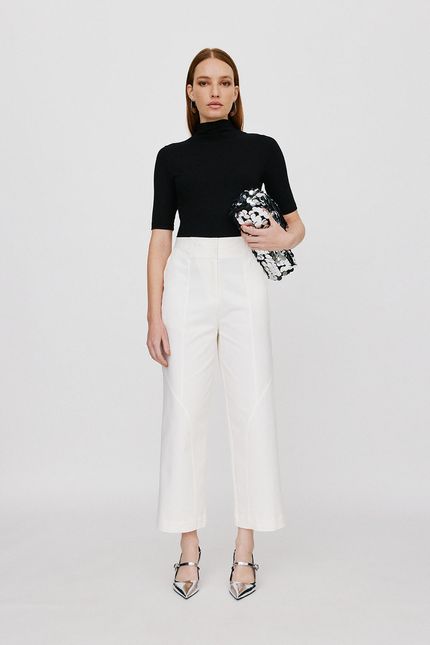 Calça alfaiataria recortes aleta off white
