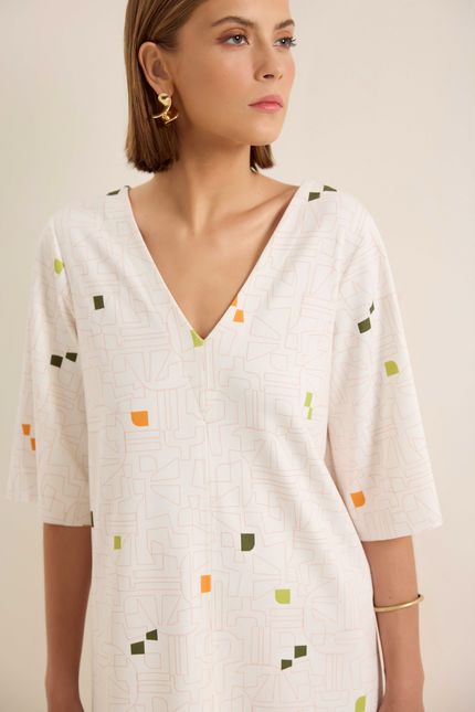 Vestido curto passeio off white