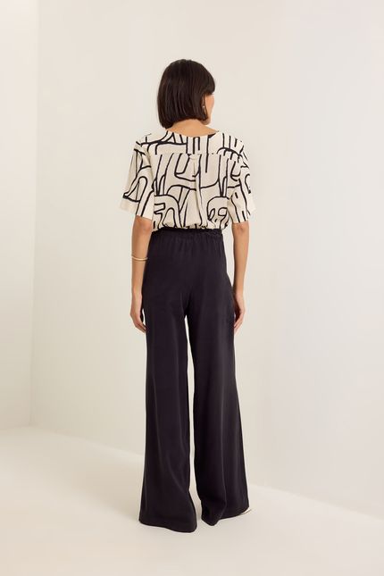 Calça cupro acetinado preto