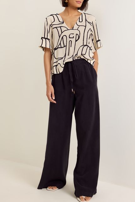 Calça cupro acetinado preto