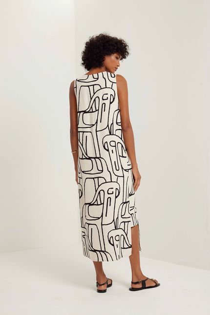 Vestido coluna barzinho bege aveia
