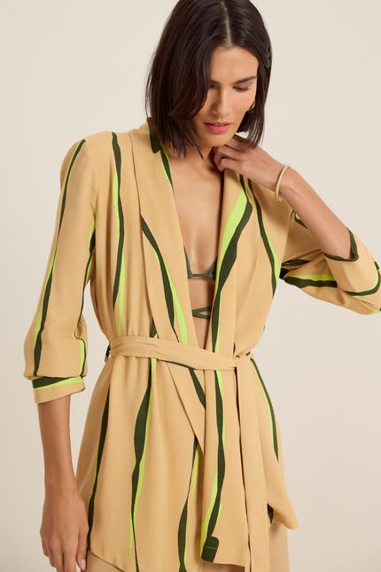 Blazer amarração areias bege granola