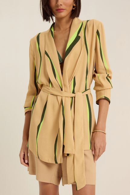 Blazer amarração areias bege granola