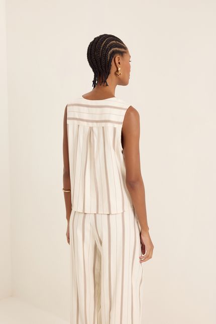 Blusa cotton listra  off white
