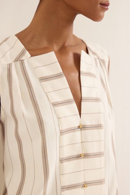 Blusa cotton listra  off white