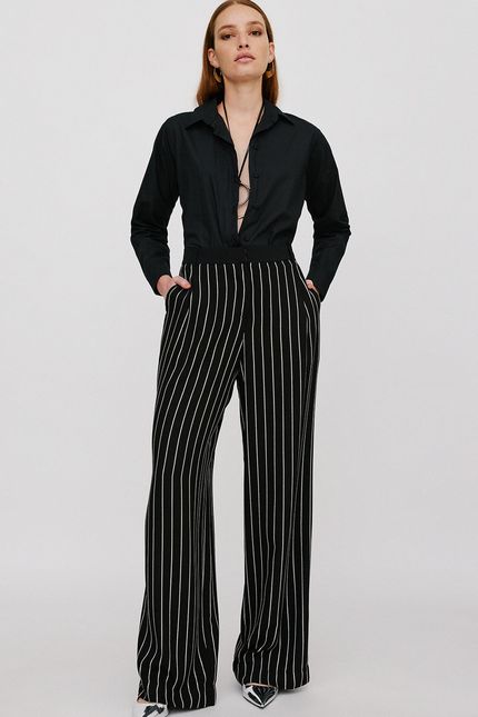Calça listra pb lurex preto