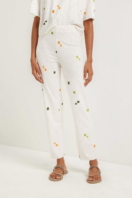 Calça detalhe passeio off white
