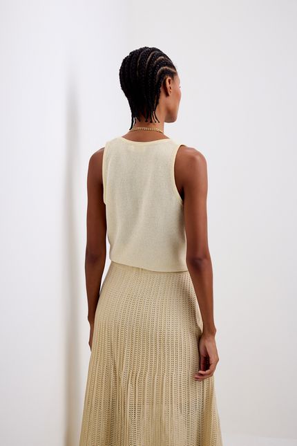 Blusa tricot com lurex  bege granola