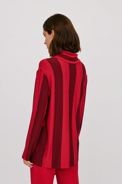blusa crepe listrada amarração vinho urucum
