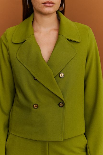 Blazer crepe botões verde aguapes