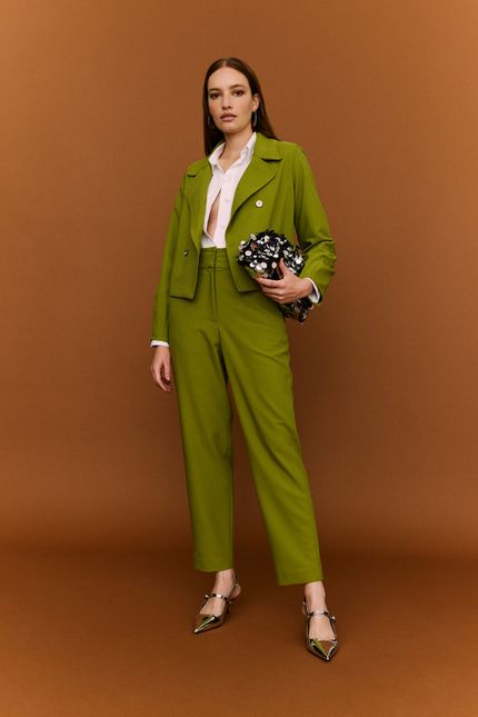 Blazer crepe botões verde aguapes