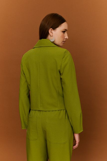 Blazer crepe botões verde aguapes