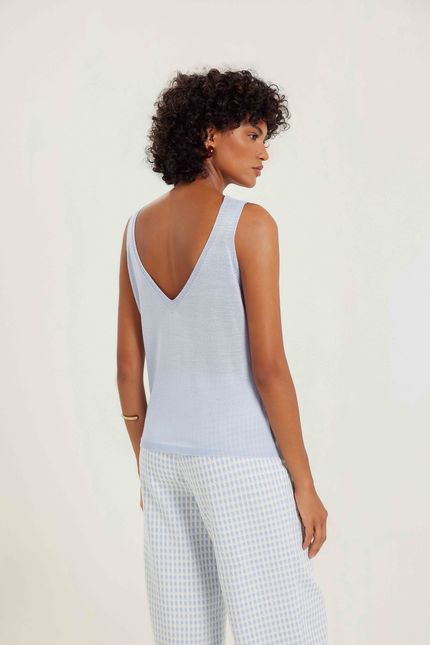 Regata tricot basic  azul ceu