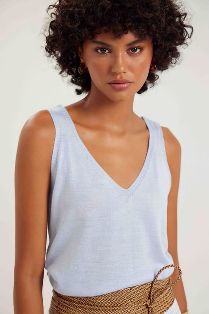 Regata tricot basic  azul ceu