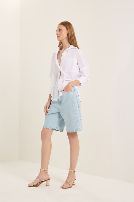 Bermuda jeans bordado  jeans