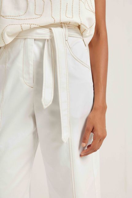 Calça cotton pespontos off white