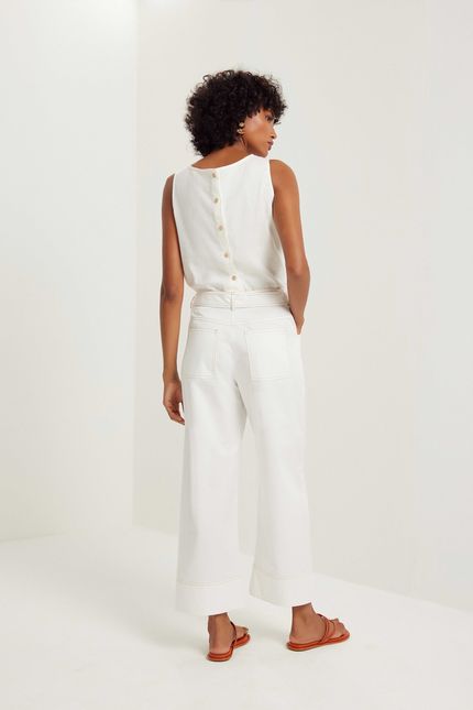 Calça cotton pespontos off white