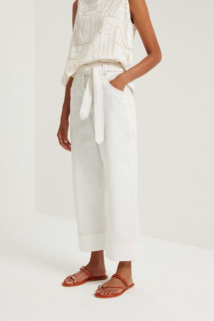 Calça cotton pespontos off white